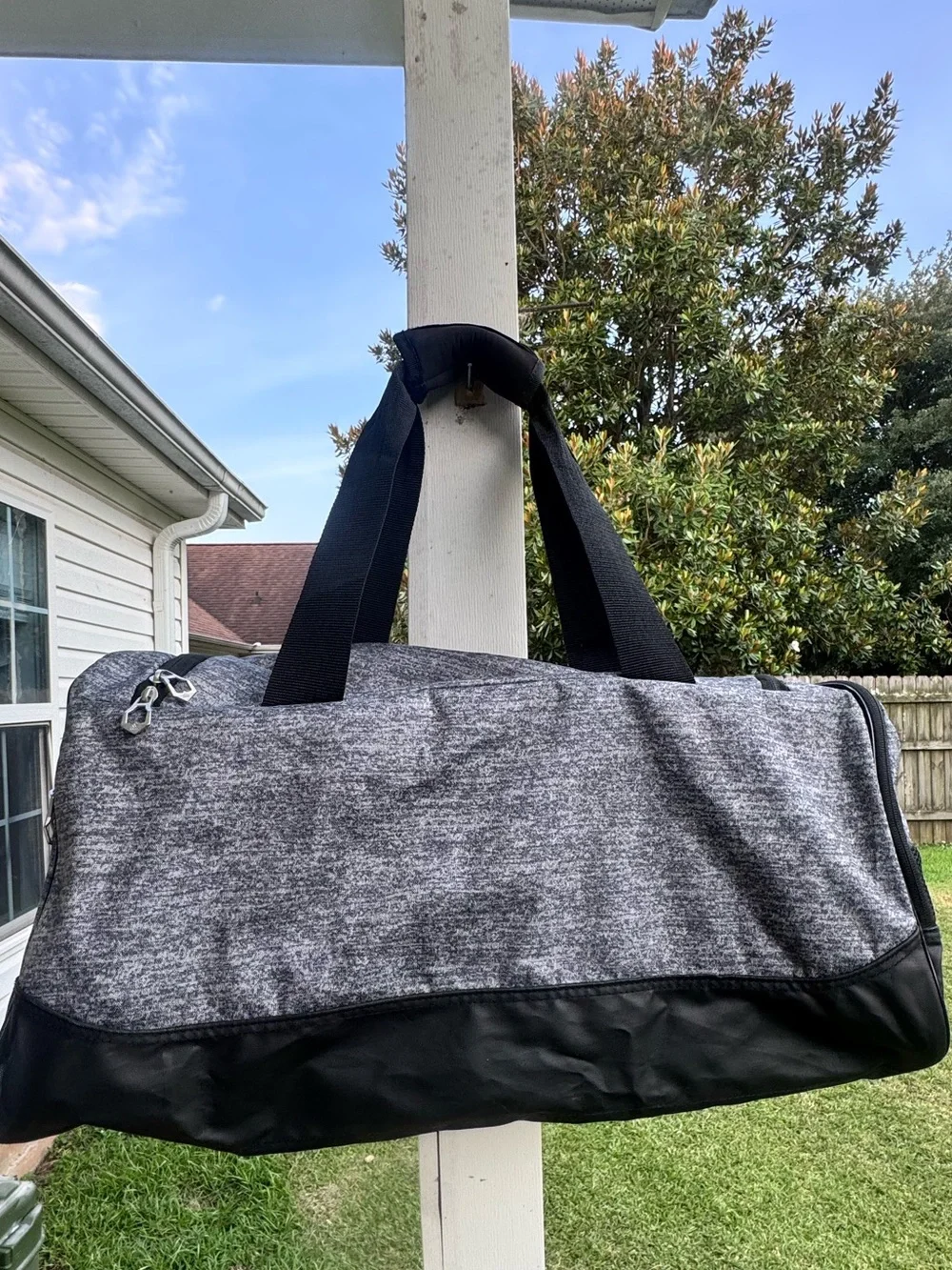 ADIDAS  Men's Black and Heather Gray Duffel with HydroShield